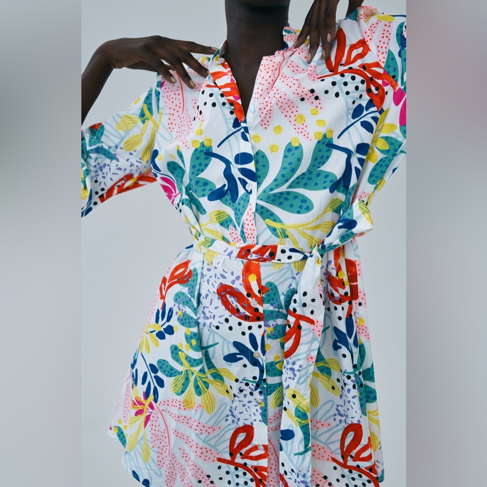 ZARA PRINTED POPLIN DRESS